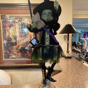 Katherines Collection bewitching spellbook 30”witch on broom collectors 2019 NWT